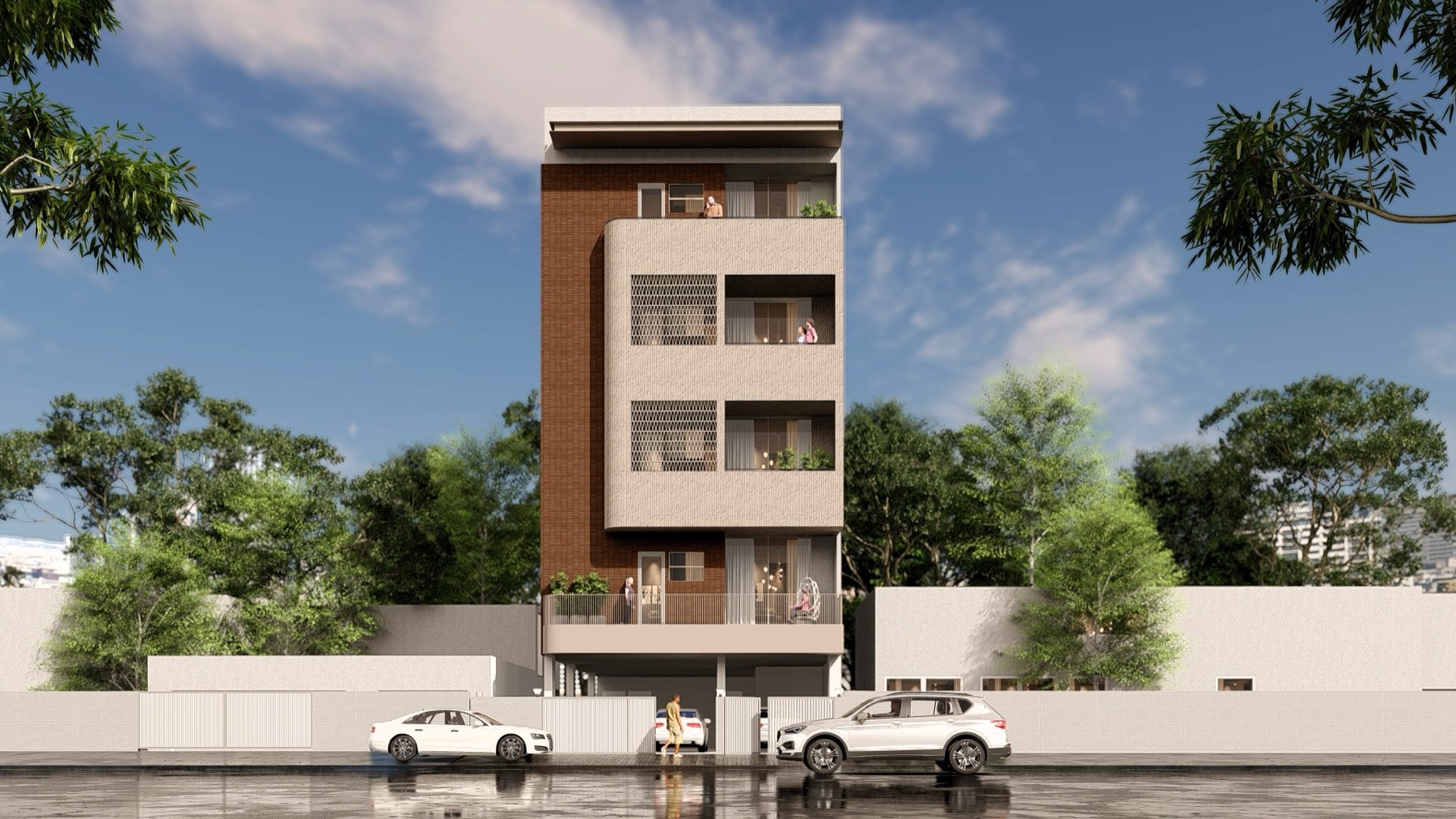 Street elevation of Agarwal Floors — design visualisation